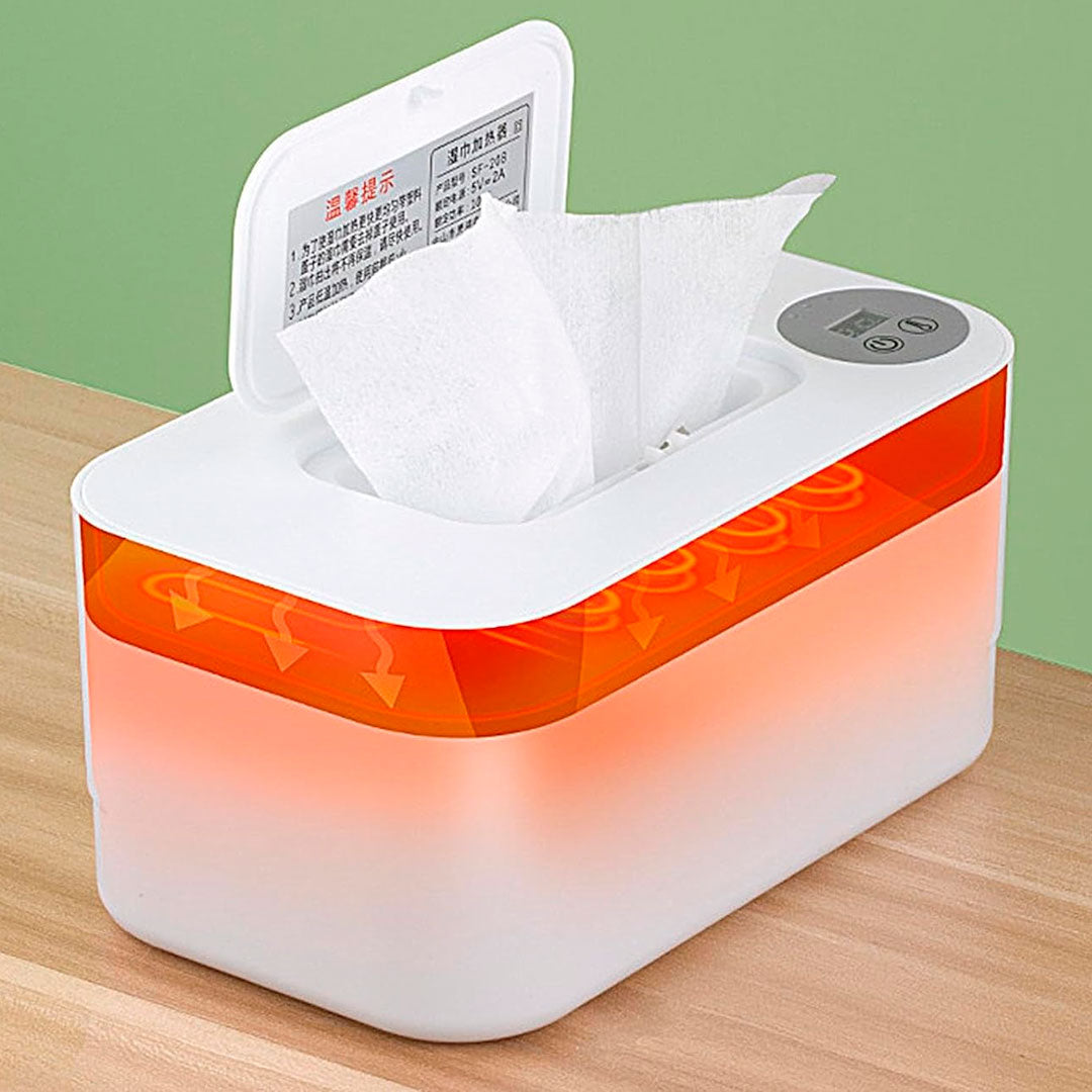 Calentador blanco de toallitas húmedas, dispensador de pañitos húmedos para bebé, con ajuste de temperatura táctil y bloqueo de humedad