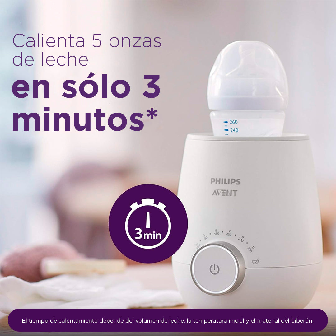 Calentador rápido de teteros, calentado de biberones en minutos, con control inteligente de temperatura y apagado automático - Philips Avent