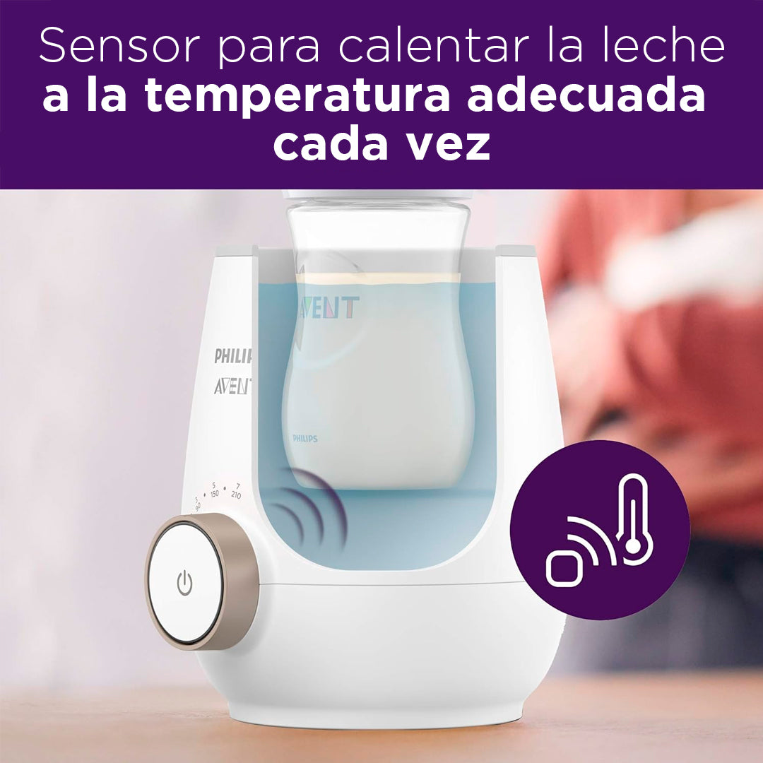 Calentador rápido de teteros, calentado de biberones en minutos, con control inteligente de temperatura y apagado automático - Philips Avent