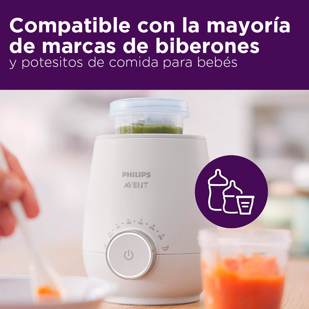 Calentador rápido de teteros, calentado de biberones en minutos, con control inteligente de temperatura y apagado automático - Philips Avent