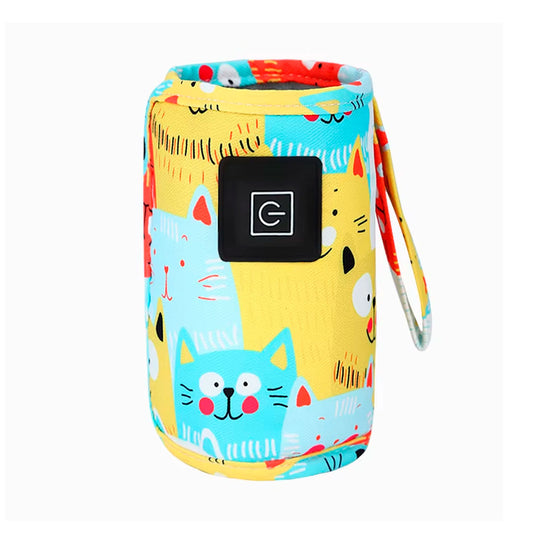 Calentador de teteros portátil diseño de gatitos, conexión por USB, con 3 temperaturas, hecho en material resistente de buena calidad