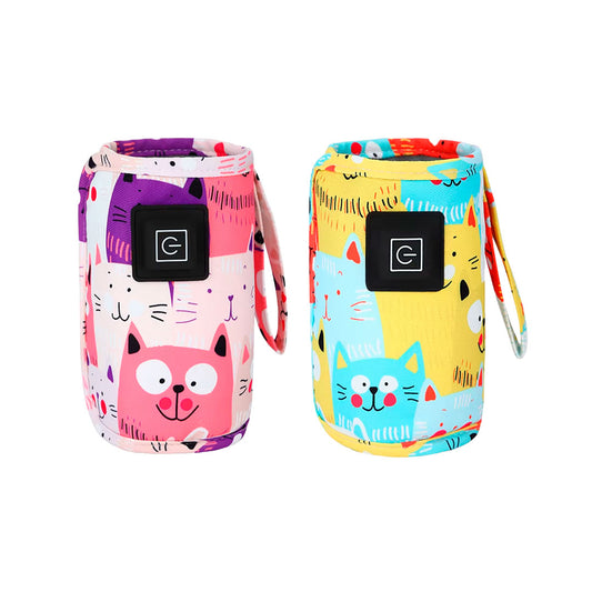 Calentador de teteros portátil diseño de gatitos, conexión por USB, con 3 temperaturas, hecho en material resistente de buena calidad