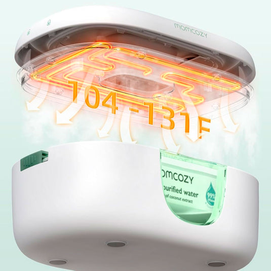 Calentador de toallitas húmedas para bebé, de gran capacidad de almacenamiento, calentamiento rápido y uniforme, modos de ajuste, fácil de usar - Momcozy