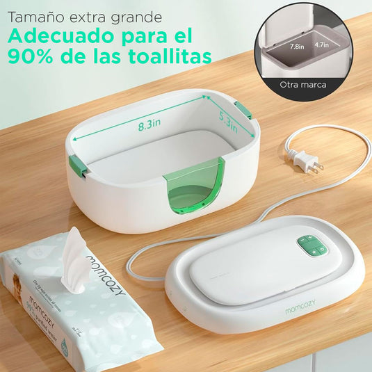 Calentador de toallitas húmedas para bebé, de gran capacidad de almacenamiento, calentamiento rápido y uniforme, modos de ajuste, fácil de usar - Momcozy