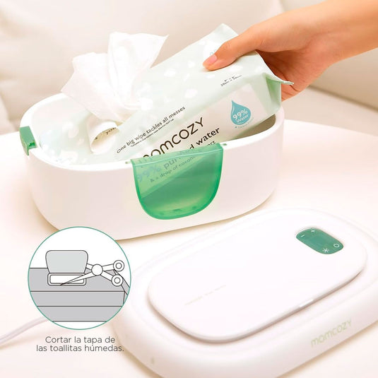Calentador de toallitas húmedas para bebé, de gran capacidad de almacenamiento, calentamiento rápido y uniforme, modos de ajuste, fácil de usar - Momcozy