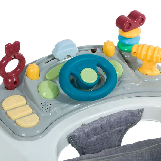 Caminador con guía y centro de entretenimiento, bandeja con juguetes y melodías, asiento cómodo, estructura metálica firme, con sistema de plegado - Mobilu