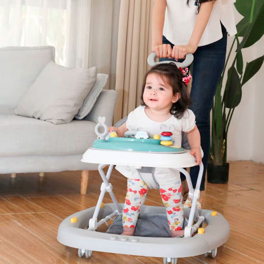 Caminador con guía y centro de entretenimiento, bandeja con juguetes y melodías, asiento cómodo, estructura metálica firme, con sistema de plegado - Mobilu