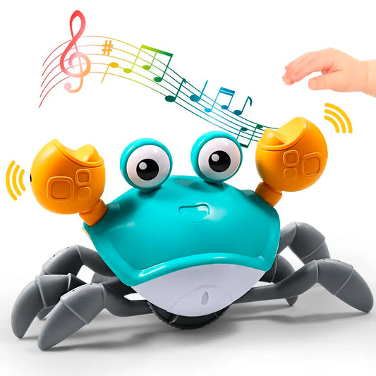Juguete interactivo "Crabby", cangrejo didáctico eléctrico con luces y sonidos Celeste