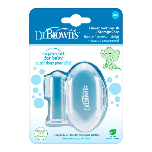 Cepillo dental de dedo en silicona 100% libre BPA con estuche, en silicona suave, doble cara para dientes y encías, fácil de usar y de limpiar, ideal para viajes - Dr Brown's