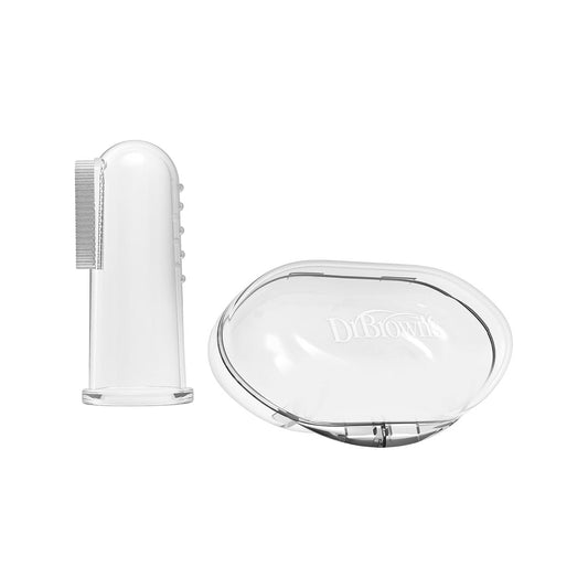 Cepillo dental de dedo en silicona 100% libre BPA con estuche, en silicona suave, doble cara para dientes y encías, fácil de usar y de limpiar, ideal para viajes - Dr Brown's