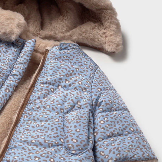 Chaqueta reversible doble faz para bebé, manga larga con puños elásticos, capucha con detalles de pelo, cierre con botones en la parte delantera, bolsillos delanteros - Mayoral