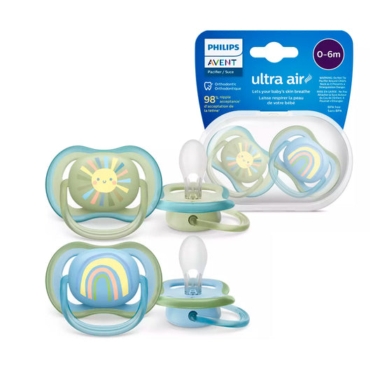 Chupas 0-6 Ultra Air x2, ligeros y transpirables para niños de 0 a 6 meses, sin BPA, con estuche de transporte - Philips Avent