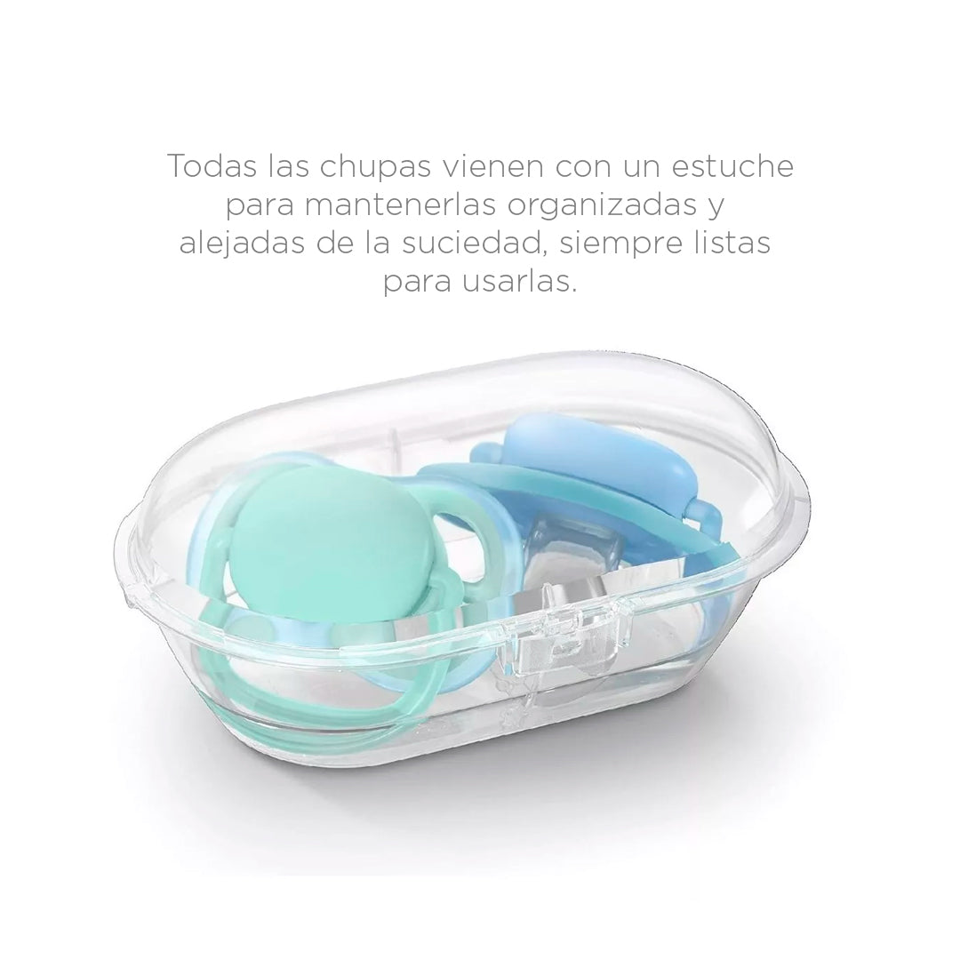 Chupas 0-6 Ultra Air x2, ligeros y transpirables para niñas de 0 a 6 meses, sin BPA, con estuche de transporte - Philips Avent