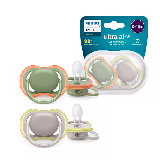 Chupas Ultra Air x2, colores neutros, unisex para bebés de 6 a 18 meses, libre de BPA - Philips Avent