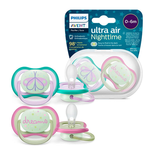 Chupas Ultra Air x2 Nighttime Dream Mariposa, libre de BPA, para niña 0 a 6 meses - Philips Avent - Cocco Semana 2026