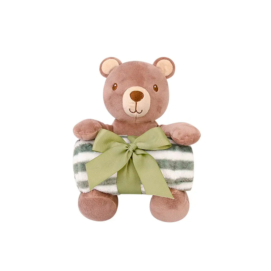 Peluche de animales con cobija, de tela suave y antialérgica - Hudson Baby Oso