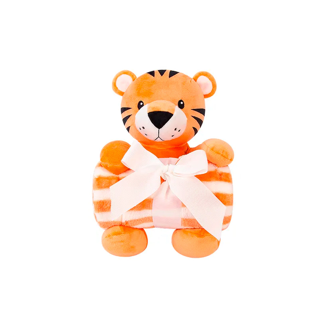 Peluche de animales con cobija, de tela suave y antialérgica - Hudson Baby Tigre