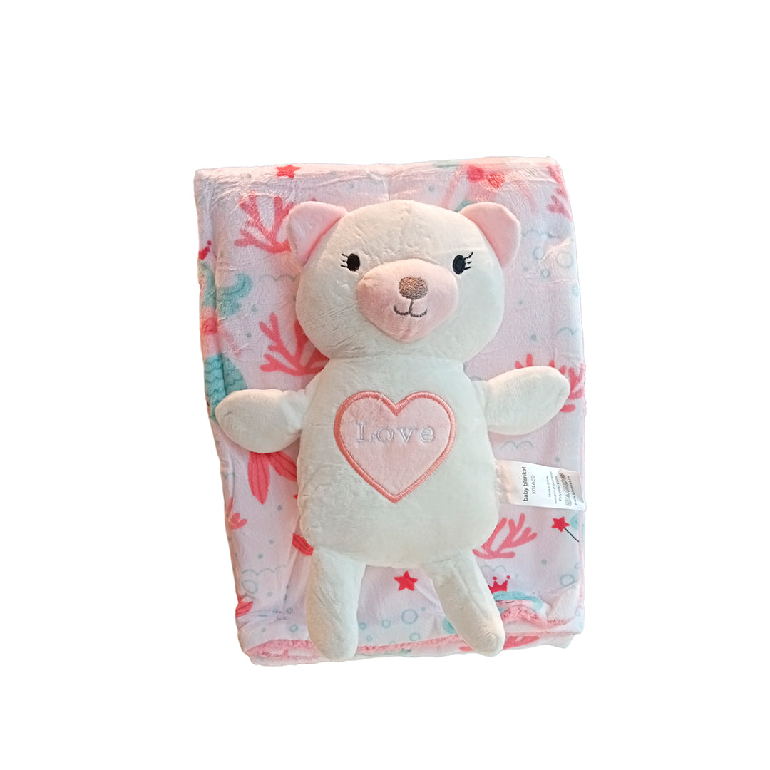 Cobija ovejera con peluche de apego, tela antialérgica y diseño de animales Oso rosa