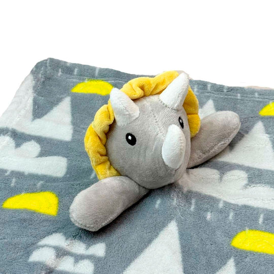 Cobija con apego y diseño estampado para bebé, hecha en materia suave y cálido, con peluche de apego para acompañar al bebé mientras duerme, ideal para coches y cunas - Wakids