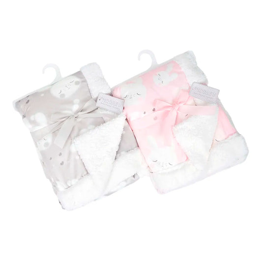 Cobija ovejera estampado de conejito, manta suave, ligera, cómoda y cálida, ideal para recién nacidos