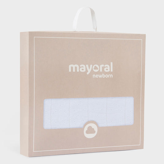 Cobija tejida con bordado para bebé, manta suave de material hipoalergénico, borde con detalles bordados - Mayoral