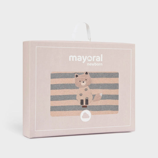 Cobija ovejera con diseño de Zorrito con rayas, cálida manta infantil de gran suavidad, con la que tu bebé se sentirá abrigado y protegido en sus momentos de descanso, suave forro interior de poliéster - Mayoral