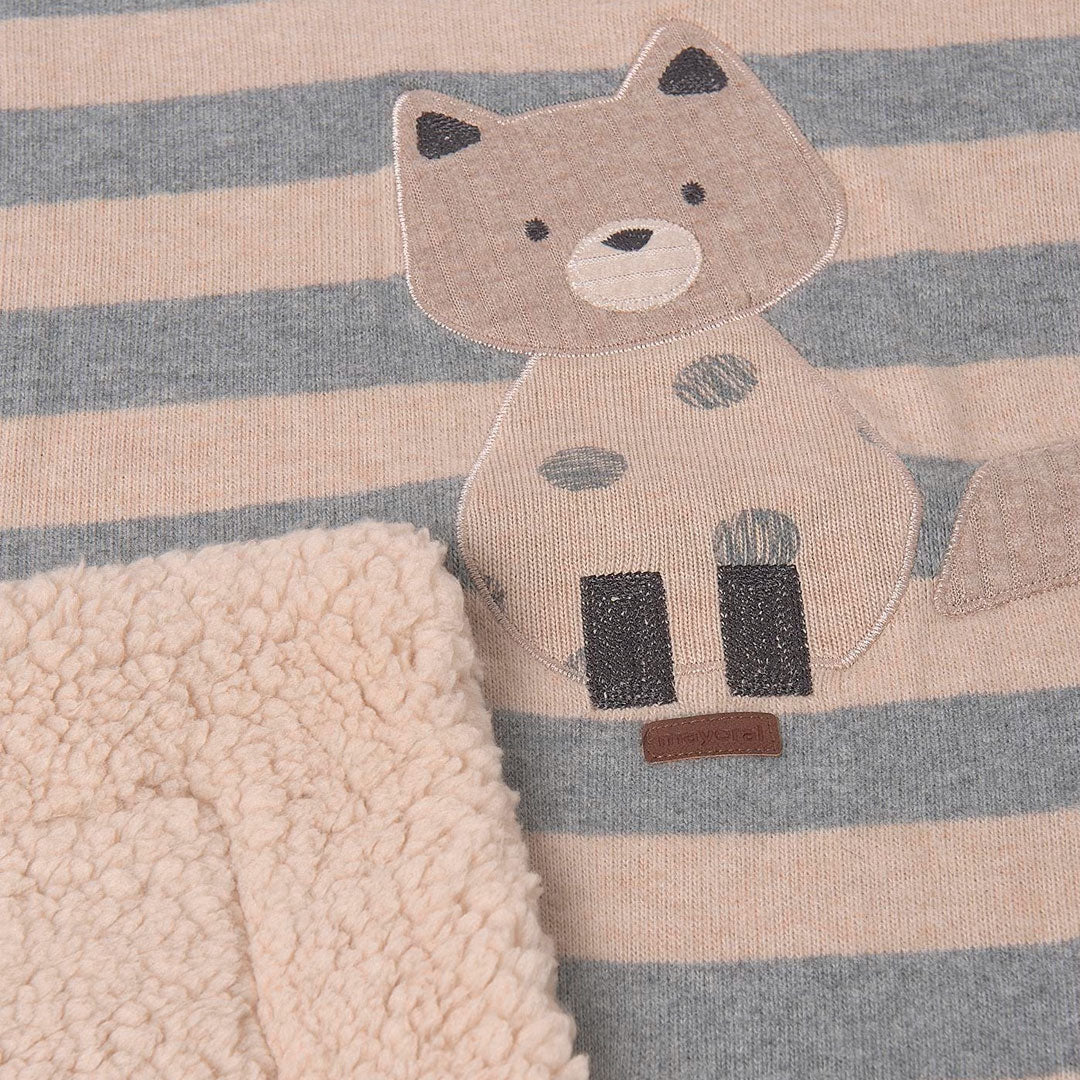 Cobija ovejera con diseño de Zorrito con rayas, cálida manta infantil de gran suavidad, con la que tu bebé se sentirá abrigado y protegido en sus momentos de descanso, suave forro interior de poliéster - Mayoral