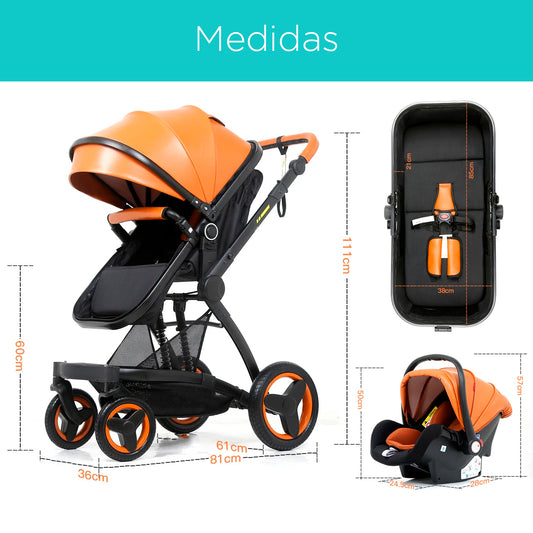 Coche estilo moisés 3 en 1 Blanco para bebé, con sistema de plegado, ajustable a paseador y con portabebés que sirve como silla para carro  - Belecoo