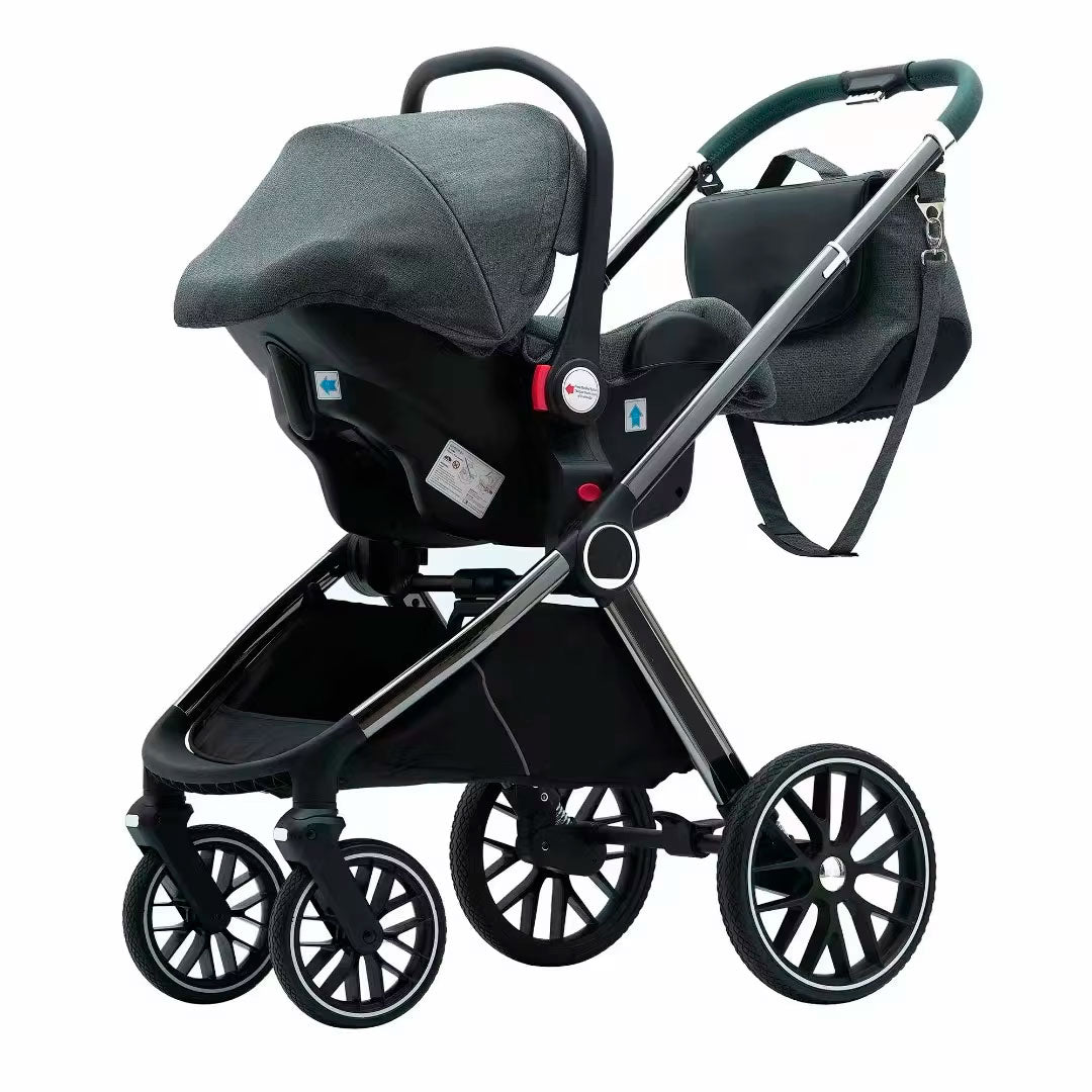 Coche moisés y paseador 3 en 1, con sistema de plegado fácil, ideal para bebés recién nacidos hasta los 4 años aprox, ajustes de reclinado y de capota cubresol - Kidilo