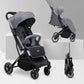 Coche paseador con plegado estilo maleta, espaldar ajustable, con freno de ruedas traseras, capota desplegable para cubrirlo del sol, y cubrepiés desmontable - Kidilo