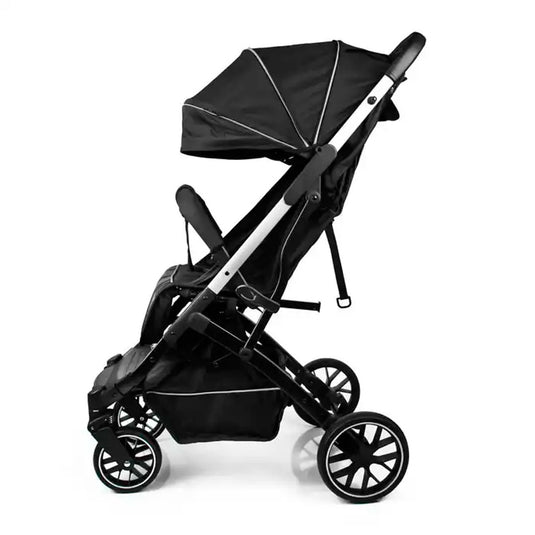 Coche paseador con plegado estilo maleta, espaldar ajustable, con freno de ruedas traseras, capota desplegable para cubrirlo del sol, y cubrepiés desmontable - Kidilo