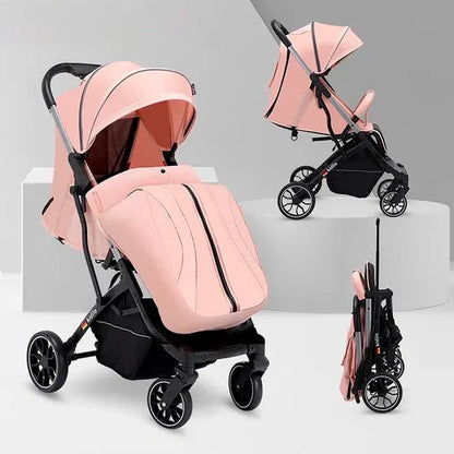 Coche paseador con plegado estilo maleta, espaldar ajustable, con freno de ruedas traseras, capota desplegable para cubrirlo del sol, y cubrepiés desmontable - Kidilo