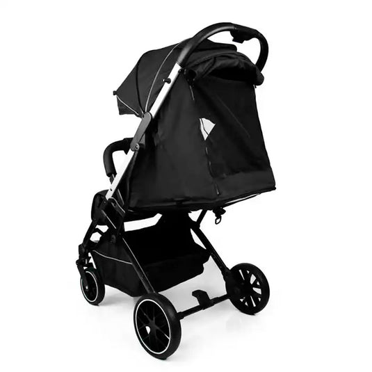 Coche paseador con plegado estilo maleta, espaldar ajustable, con freno de ruedas traseras, capota desplegable para cubrirlo del sol, y cubrepiés desmontable - Kidilo