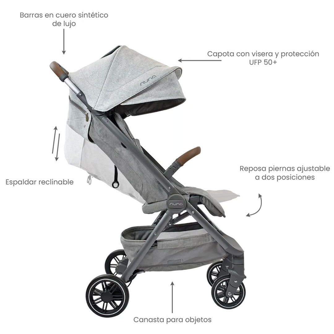 Coche paseador ultracompacto para bebé, con sistema de plegado compacto que ayuda a su transporte y/o almacenamiento, barra de empuje y cinturón en 5 puntos- Nuna