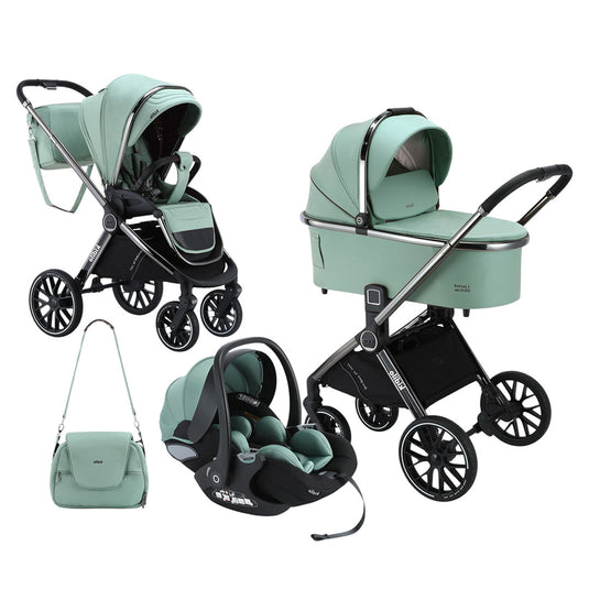 Coche moisés y paseador 3 en 1, con sistema de plegado fácil, ideal para bebés recién nacidos hasta los 4 años aprox, ajustes de reclinado y de capota cubresol - Kidilo