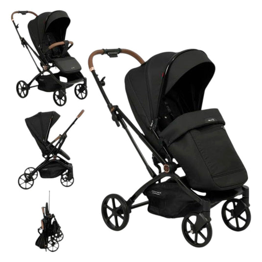 Coche paseador con barra rotable, con función de plegado tipo maleta queda compacto y ligero, mango reversible, respaldo ajustable, capota ajustable a varias posiciones - Kidilo