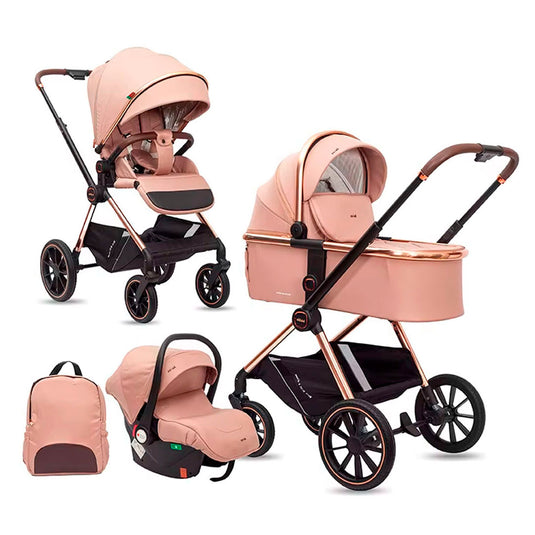 Coche moisés Z1 3en1 con portabebés y pañalera, con posiciones ajustables, de fácil plegado, pañalera a juego con el coche, hecho en material resistente con detalles de lujo - Kidilo