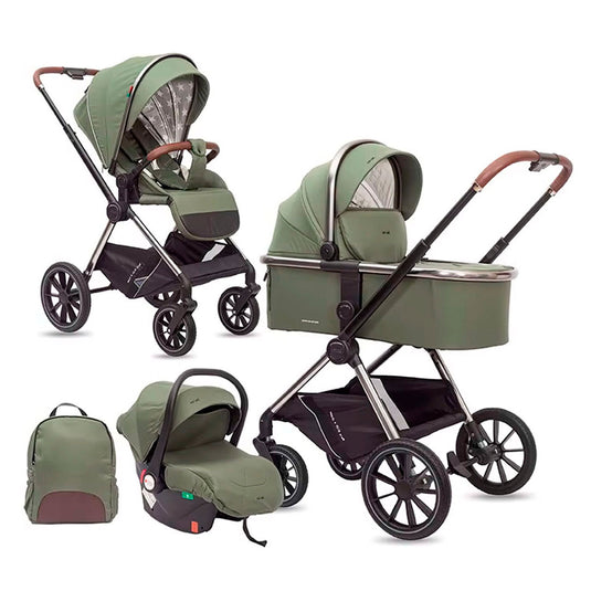 Coche moisés Z1 3en1 con portabebés y pañalera, con posiciones ajustables, de fácil plegado, pañalera a juego con el coche, hecho en material resistente con detalles de lujo - Kidilo