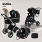 Coche moisés y paseador 3 en 1, con sistema de plegado fácil, ideal para bebés recién nacidos hasta los 4 años aprox, ajustes de reclinado y de capota cubresol - Kidilo