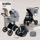 Coche moisés y paseador 3 en 1, con sistema de plegado fácil, ideal para bebés recién nacidos hasta los 4 años aprox, ajustes de reclinado y de capota cubresol - Kidilo