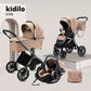 Coche moisés y paseador 3 en 1, con sistema de plegado fácil, ideal para bebés recién nacidos hasta los 4 años aprox, ajustes de reclinado y de capota cubresol - Kidilo