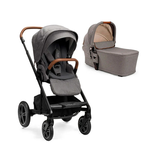 Coche paseador MIXX™ next con moisés adaptable para bebé, cinturón de seguridad con hebilla magnética, múltiples posiciones de reclinado, fácil de plegar, manillar ajustable en altura de piel ecológica - Nuna