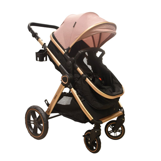 Coche 2 en 1 moisés y paseador con sistema plegable, con espaldar ajustable, estructura desmontable y sistema de plegado compacto, hecho en material resistente de alta calidad - Mobilu