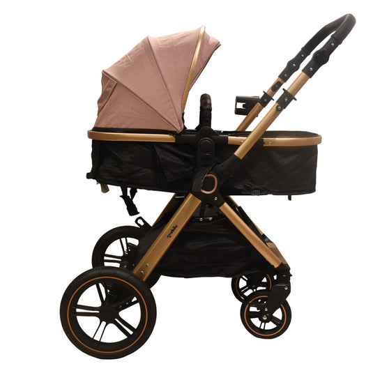 Coche 2 en 1 moisés y paseador con sistema plegable, con espaldar ajustable, estructura desmontable y sistema de plegado compacto, hecho en material resistente de alta calidad - Mobilu
