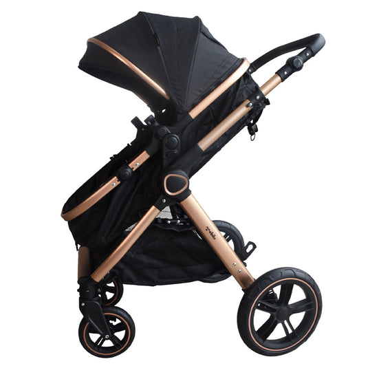 Coche 2 en 1 moisés y paseador con sistema plegable, con espaldar ajustable, estructura desmontable y sistema de plegado compacto, hecho en material resistente de alta calidad - Mobilu
