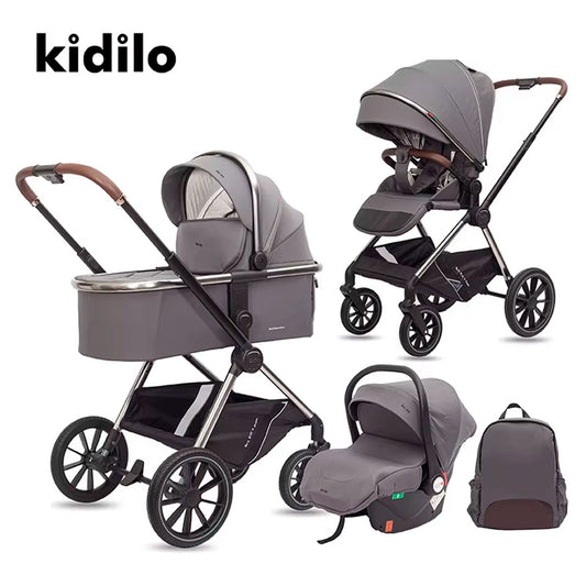 Coche moisés Z1 3en1 con portabebés y pañalera, con posiciones ajustables, de fácil plegado, pañalera a juego con el coche, hecho en material resistente con detalles de lujo - Kidilo