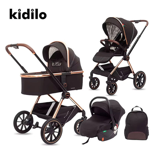 Coche moisés Z1 3en1 con portabebés y pañalera, con posiciones ajustables, de fácil plegado, pañalera a juego con el coche, hecho en material resistente con detalles de lujo - Kidilo