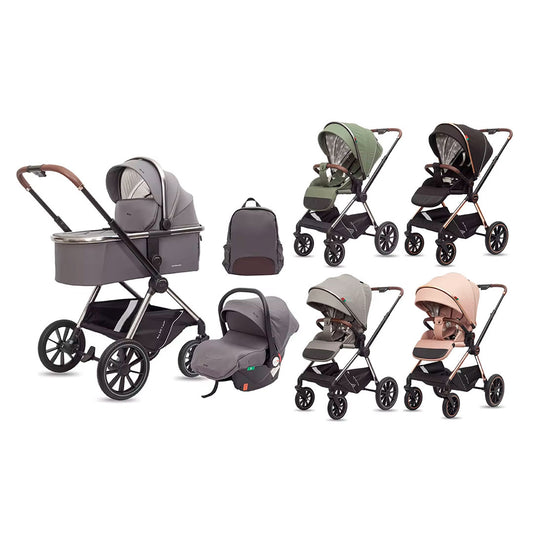 Coche moisés Z1 3en1 con portabebés y pañalera, con posiciones ajustables, de fácil plegado, pañalera a juego con el coche, hecho en material resistente con detalles de lujo - Kidilo