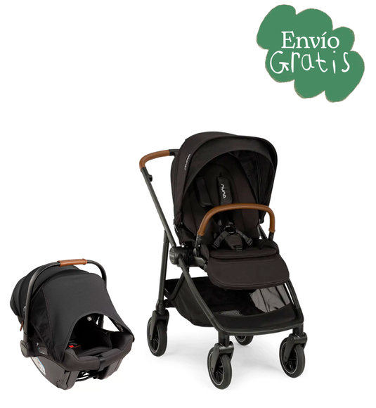 Coche SWIV™ con sistema de rotación 360° y plegado compacto + PIPA™ Urbn, cinturón de seguridad con hebilla magnética, múltiples posiciones de reclinado, fácil de plegar, manillar ajustable en altura de piel ecológica - Nuna