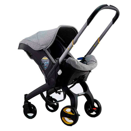 Coche portabebés multifuncional plegable con bolso pañalera, silla de seguridad para carro
